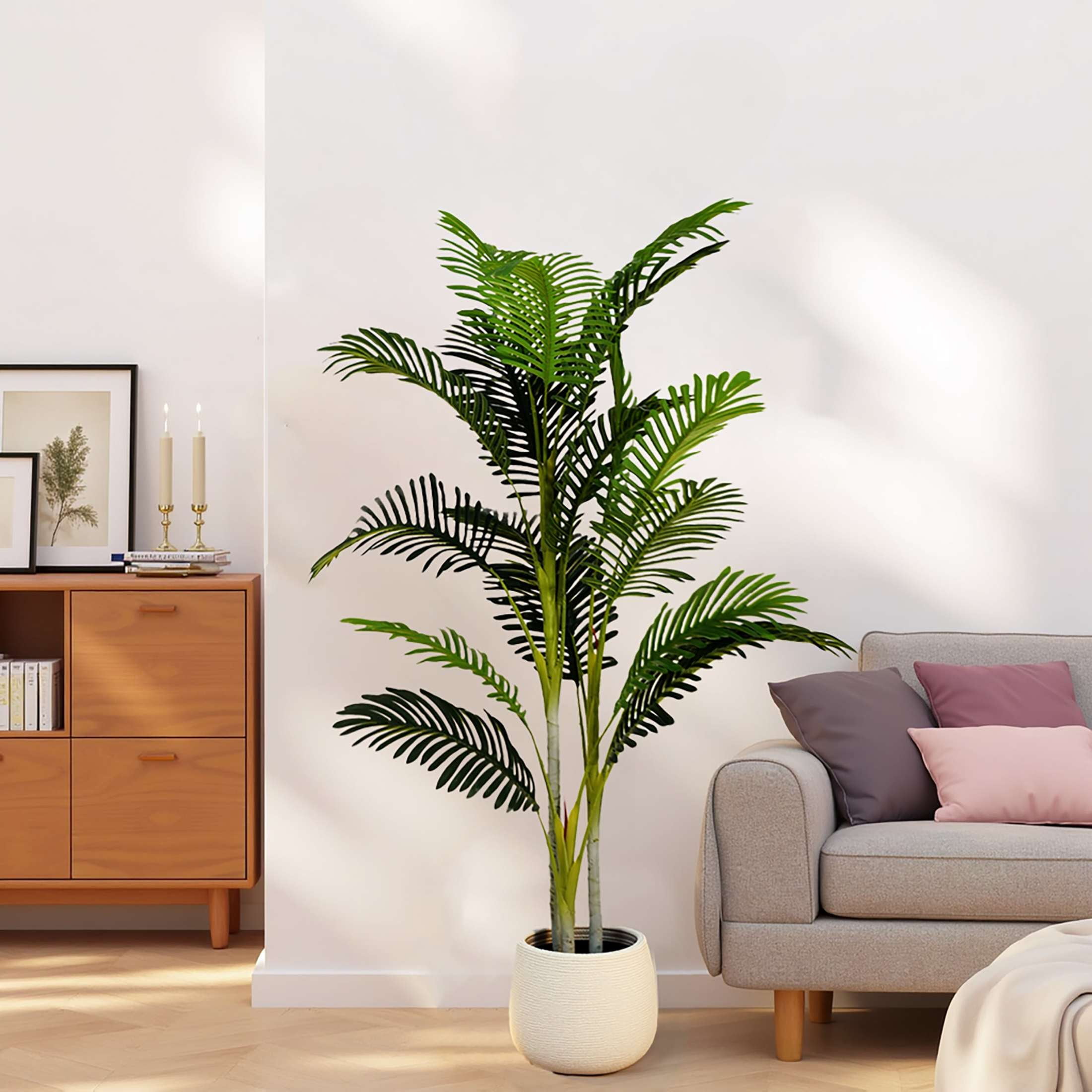 Christopher Knight Home 61" Artificial Palm Tree in Black Plastic Pot, Pre-Potted Faux Greenery Tree for Home Decor (Set of 2)