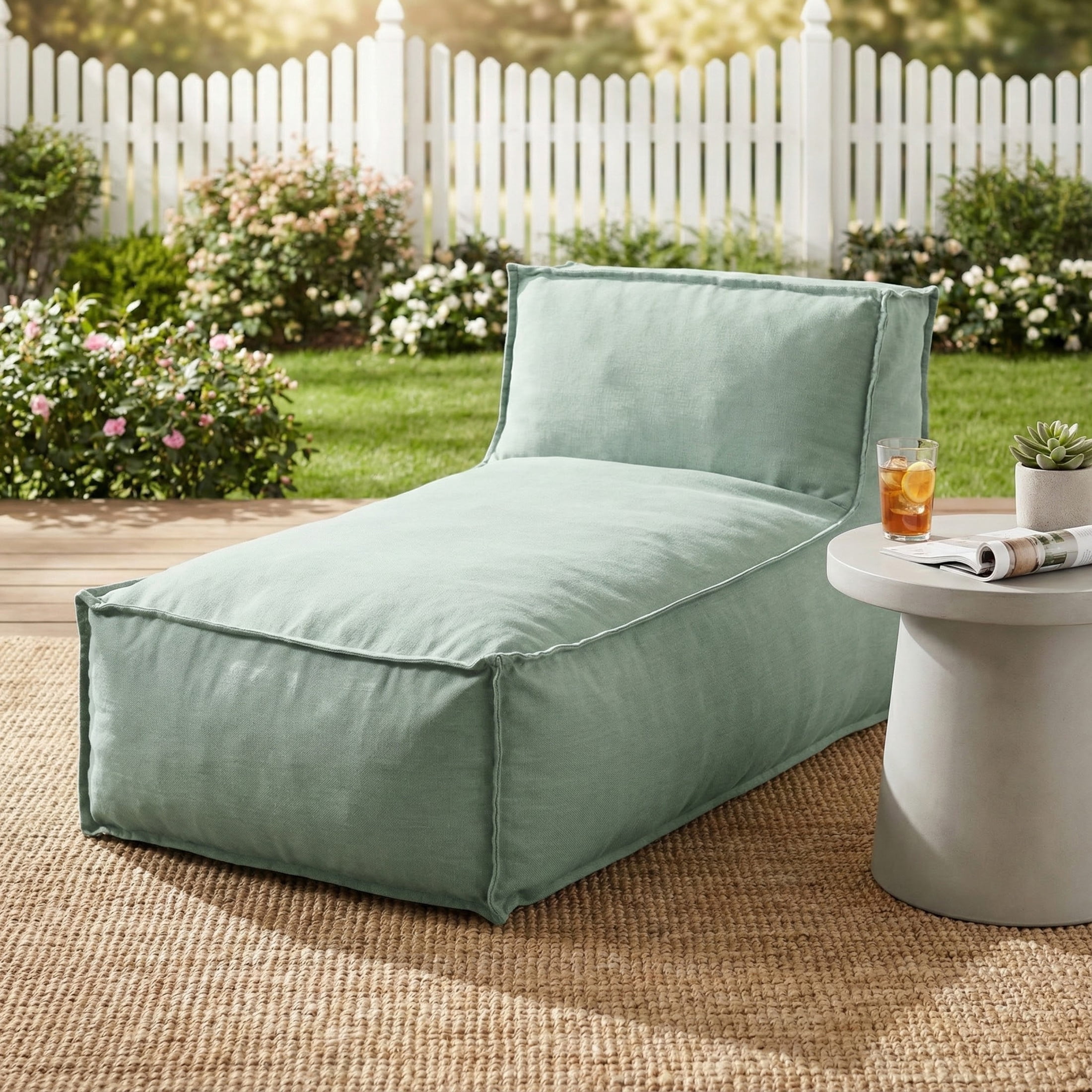 Christopher Knight Home 61" Outdoor Bean Bag Lounge Chair, Plush Foam Filled, Patio Garden Seating, Mint