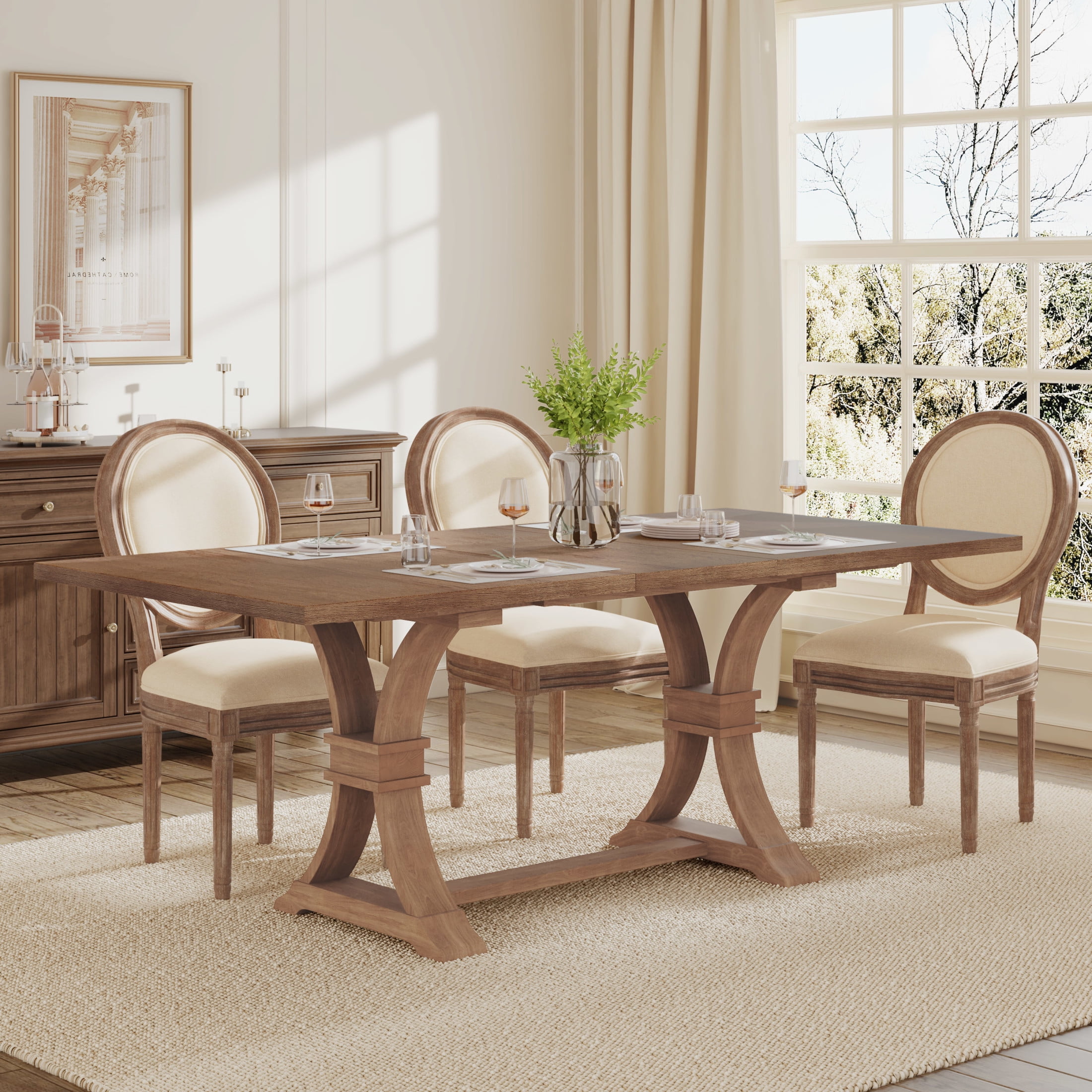Christopher Knight Home 63"-78" Rustic Extendable Dining Table, Solid Wood X-Base, Walnut