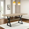 thumbnail image 1 of Christopher Knight Home 63” Industrial Dining Table, Metal Frame, X-Shaped Legs, Seats 6, Light Ash, 1 of 7
