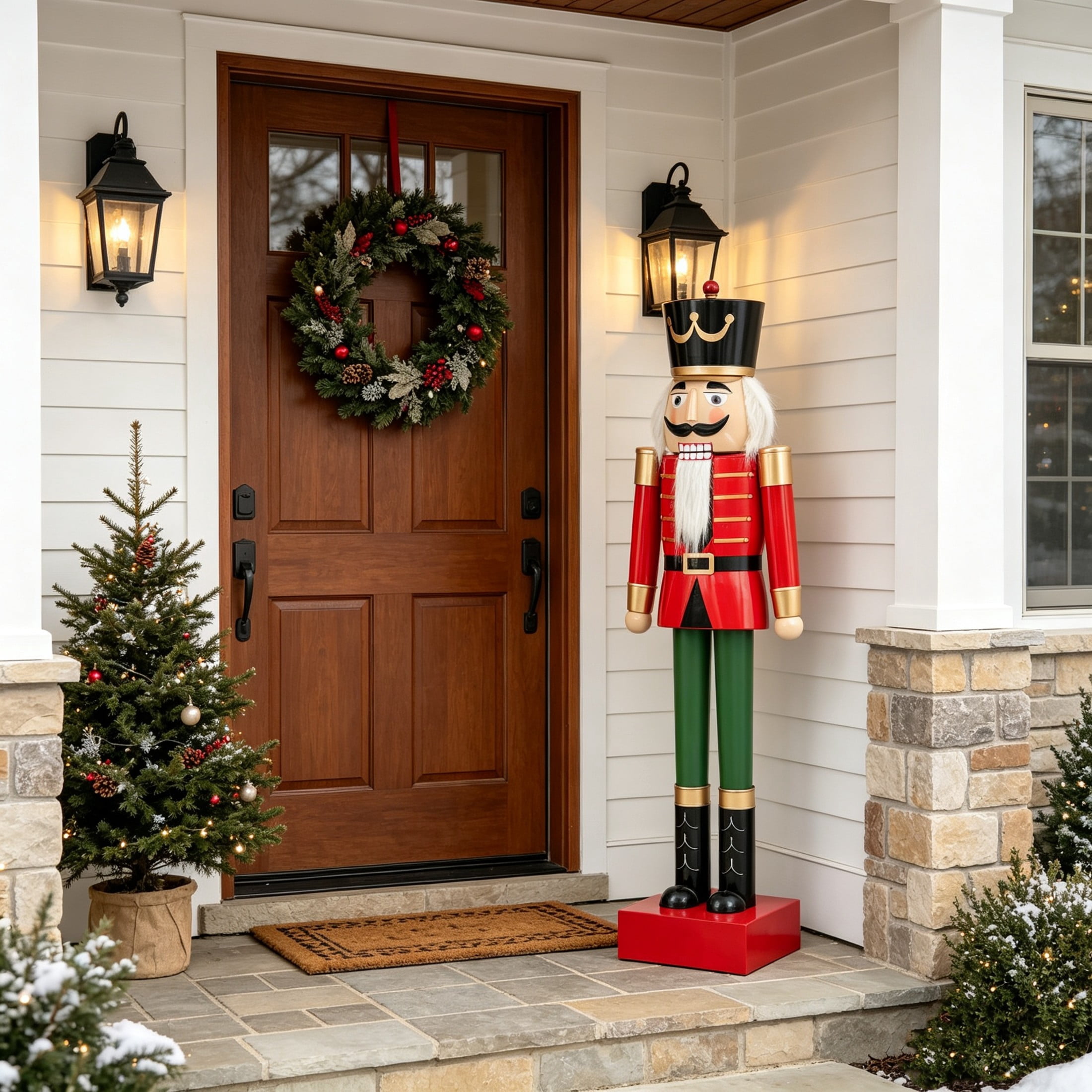 Christopher Knight Home 63" Large Iron Nutcracker Christmas Decor, Standing Soldier Holiday Ornament