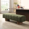 thumbnail image 1 of Christopher Knight Home 64.5" Ottoman Bench with Boucle Upholstery and Wood Legs, Green Fabric, 1 of 8