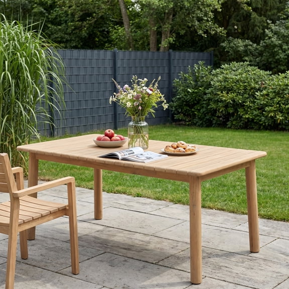 Christopher Knight Home 64"-80" Rectangular Extendable Acacia Wood Outdoor Dining Table, Light Teak