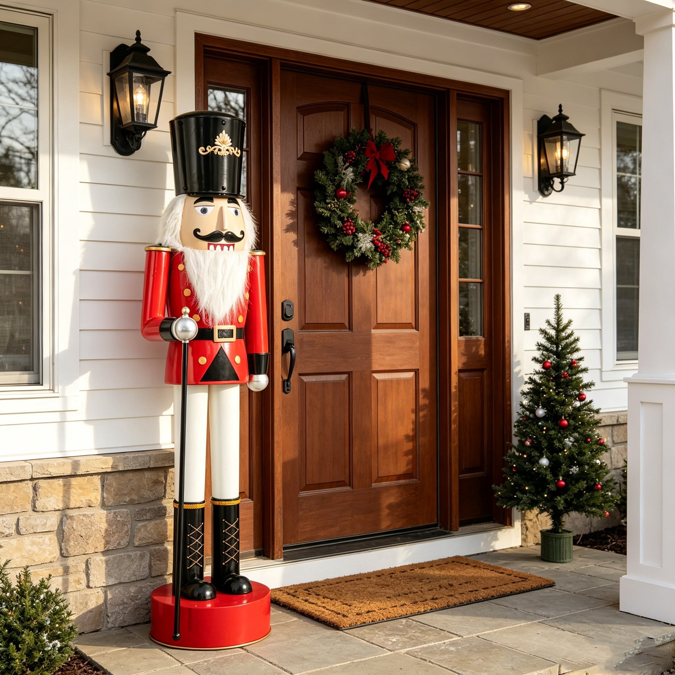 Christopher Knight Home 64" Iron Nutcracker Soldier Statue with Scepter, Ornament Christmas Decoration