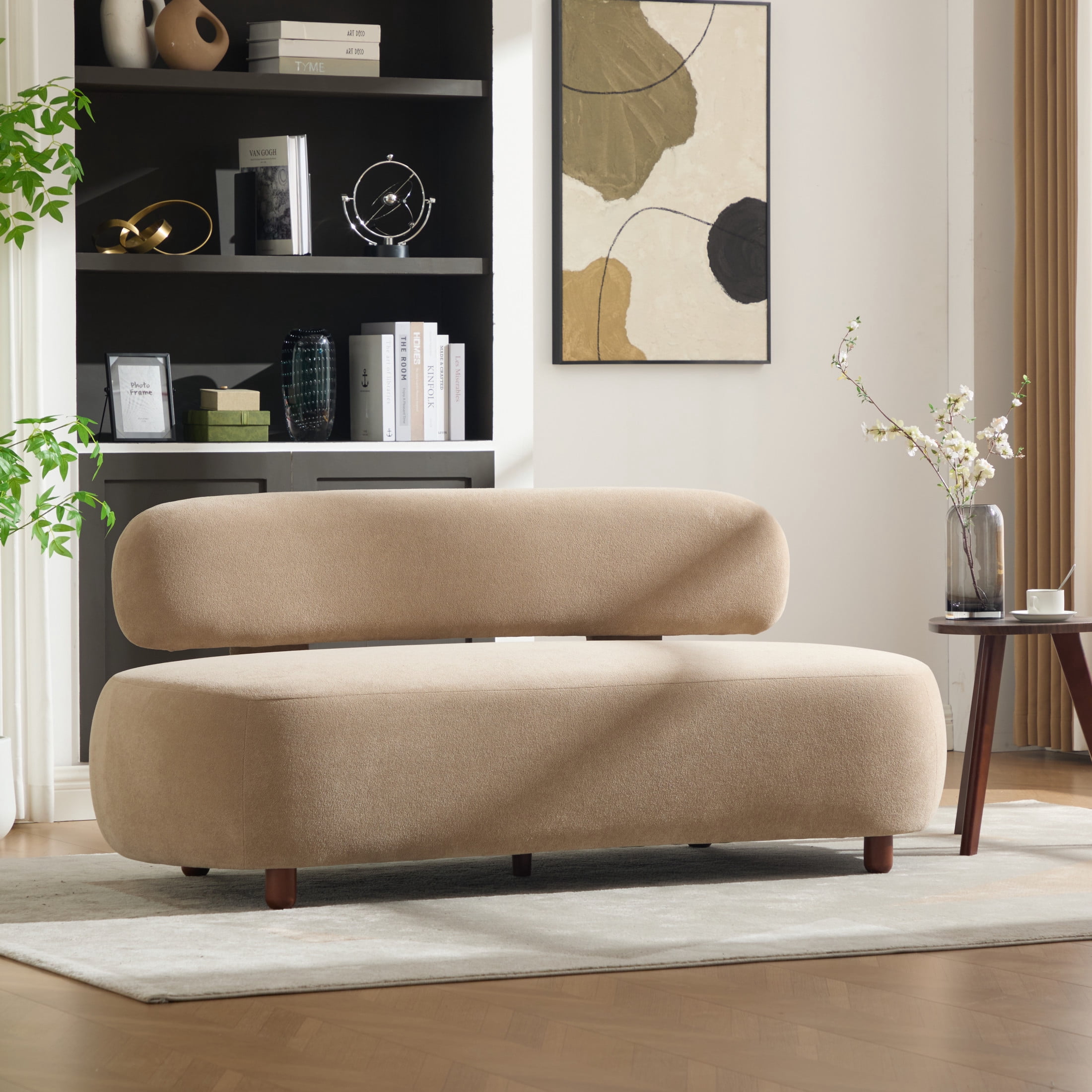 Christopher Knight Home 66" Modern Curved Velvet Sofa with Oval Back for Living Room, 3 Seats, Nomad