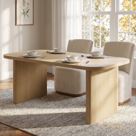 Christopher Knight Home 68.75" Rectangular Dining Table with Ribbed Rubber Wood Legs, Natural
