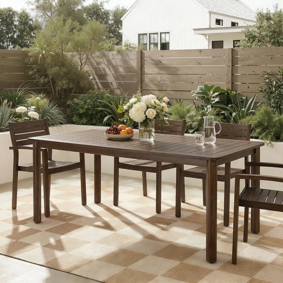 Christopher Knight Home 68.9" Rectangular Acacia Wood Rustic Outdoor Dining Table, Dark Brown