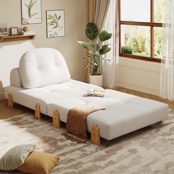 Christopher Knight Home 68" Folding Sofa Bed with Pillow Back, Mid-Century Convertible Couch, Beige