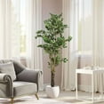 thumbnail image 1 of Christopher Knight Home 69" Artificial Ficus Tree in Black Plastic Pot, Pre-Potted Faux Greenery Tree for Home Decor, 1 of 9