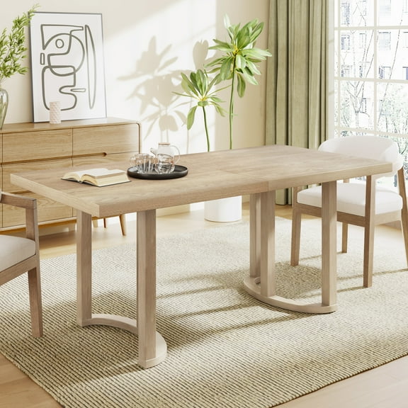 Christopher Knight Home 69" Modern Rectangular Dining Table, U-Shaped Trestle Base, Solid Wood, Seats 6, Light Ash