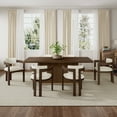 thumbnail image 1 of Christopher Knight Home 7-Piece Dining Set, 84" Walnut Rectangular Table with Beige Upholstered Armrest Chairs, 1 of 13