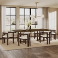 thumbnail image 1 of Christopher Knight Home 7-Piece Dining Set with 95" Wood Table, Modern Back Upholstered Armchairs, Walnut+Beige, 1 of 13
