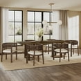 thumbnail image 1 of Christopher Knight Home 7-Piece Dining Set with 95" Wood Table, Rattan Barrel Back Upholstered Chairs, Walnut+Beige, 1 of 13