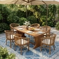 thumbnail image 1 of Christopher Knight Home 7-Piece Outdoor Acacia Wood Dining Set, 70" Teak Table with Cream Cushioned Chairs, 1 of 13