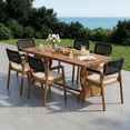 thumbnail image 1 of Christopher Knight Home 7-Piece Outdoor Dining Set, 70" Table and Black Rope Armchairs with Cushions, 1 of 14