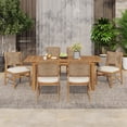 thumbnail image 1 of Christopher Knight Home 7-Piece Outdoor Dining Set, Expandable Wood Table & Woven Chairs with Cushions, Natural, 1 of 12