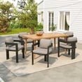 thumbnail image 1 of Christopher Knight Home 7-Piece Outdoor Dining Set for 6, Patio Wood Table with Aluminum Chairs, Black+Beige, 1 of 13
