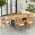 thumbnail image 1 of Christopher Knight Home 7-Piece Outdoor Dining Table with 6 Dining Chairs, Gray Wicker Legs, Cream Cushions, 1 of 13