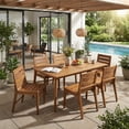 thumbnail image 1 of Christopher Knight Home 7-Piece Rustic Outdoor Dining Set, 71" Table and Slatted Chairs, Teak Finish, 1 of 15