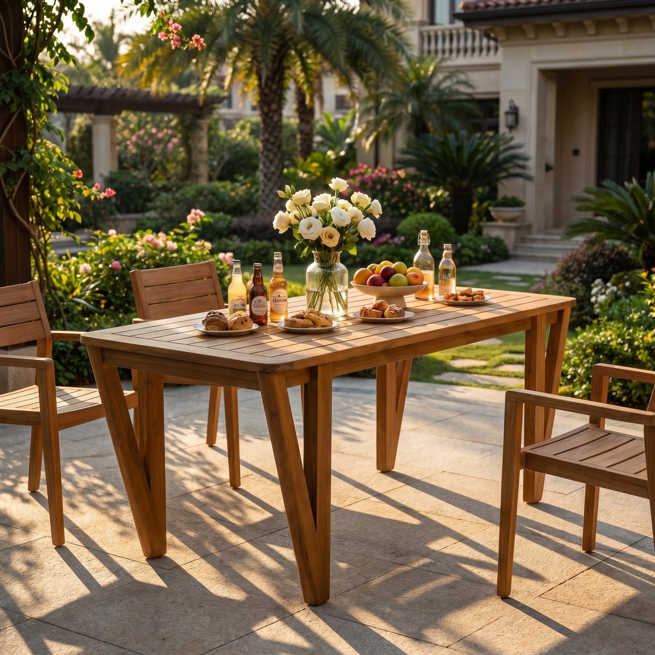 Christopher Knight Home 70.75" Farmhouse Acacia Wood Outdoor Dining Table with V-Legs, Teak