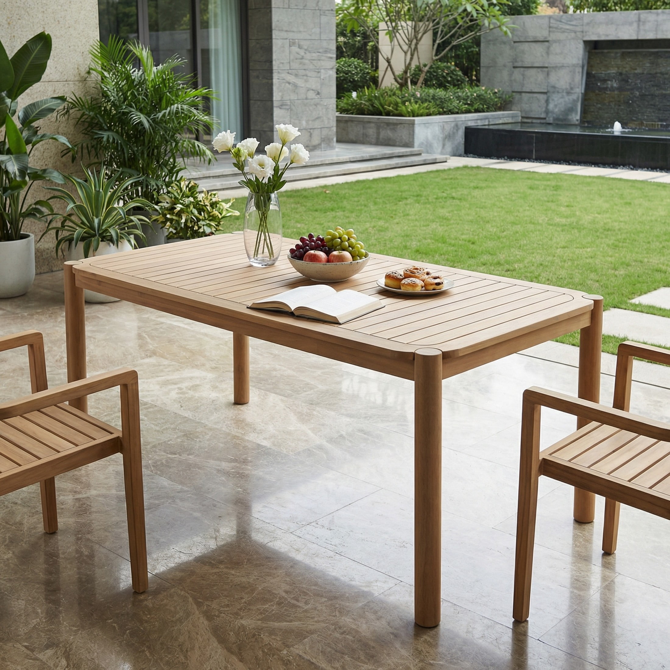 Christopher Knight Home 70.75" Outdoor Patio Acacia Wood Rectangular Dining Table for 4-6, Light Teak
