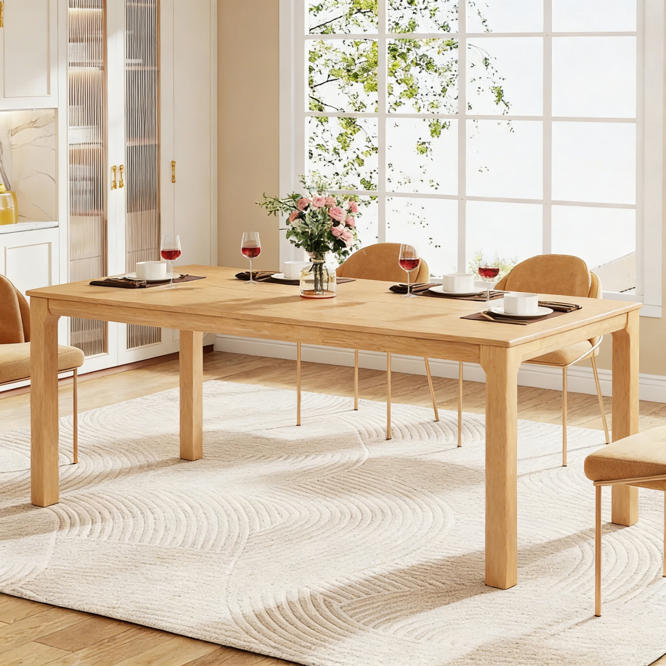 Christopher Knight Home 70" Minimalist Modern Rubberwood Rectangular Dining Table for 6-8, Natural