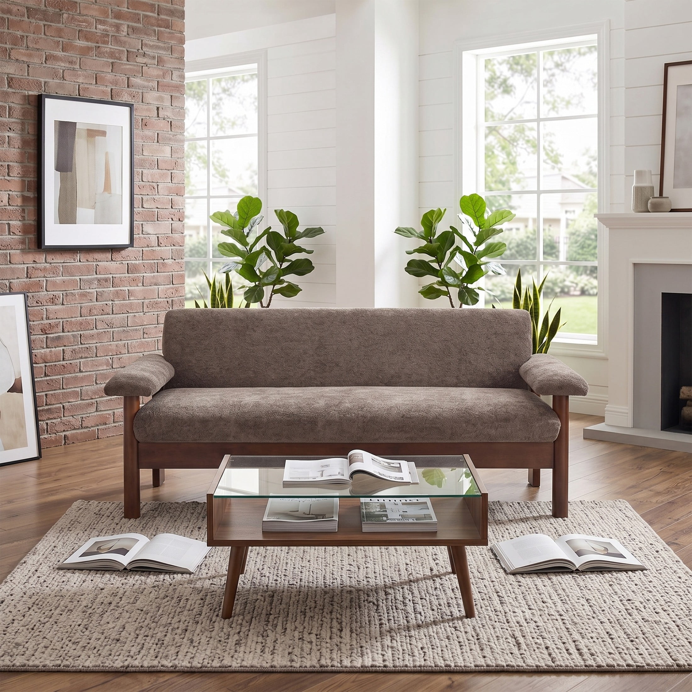 Christopher Knight Home 70" Modern Sofa, Chenille Upholstered Couch with Pillow Top Arms, Brown