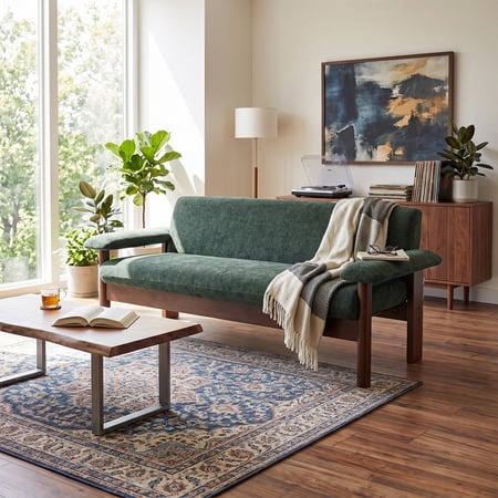 Christopher Knight Home 70" Modern Sofa, Chenille Upholstered Couch with Pillow Top Arms, Green