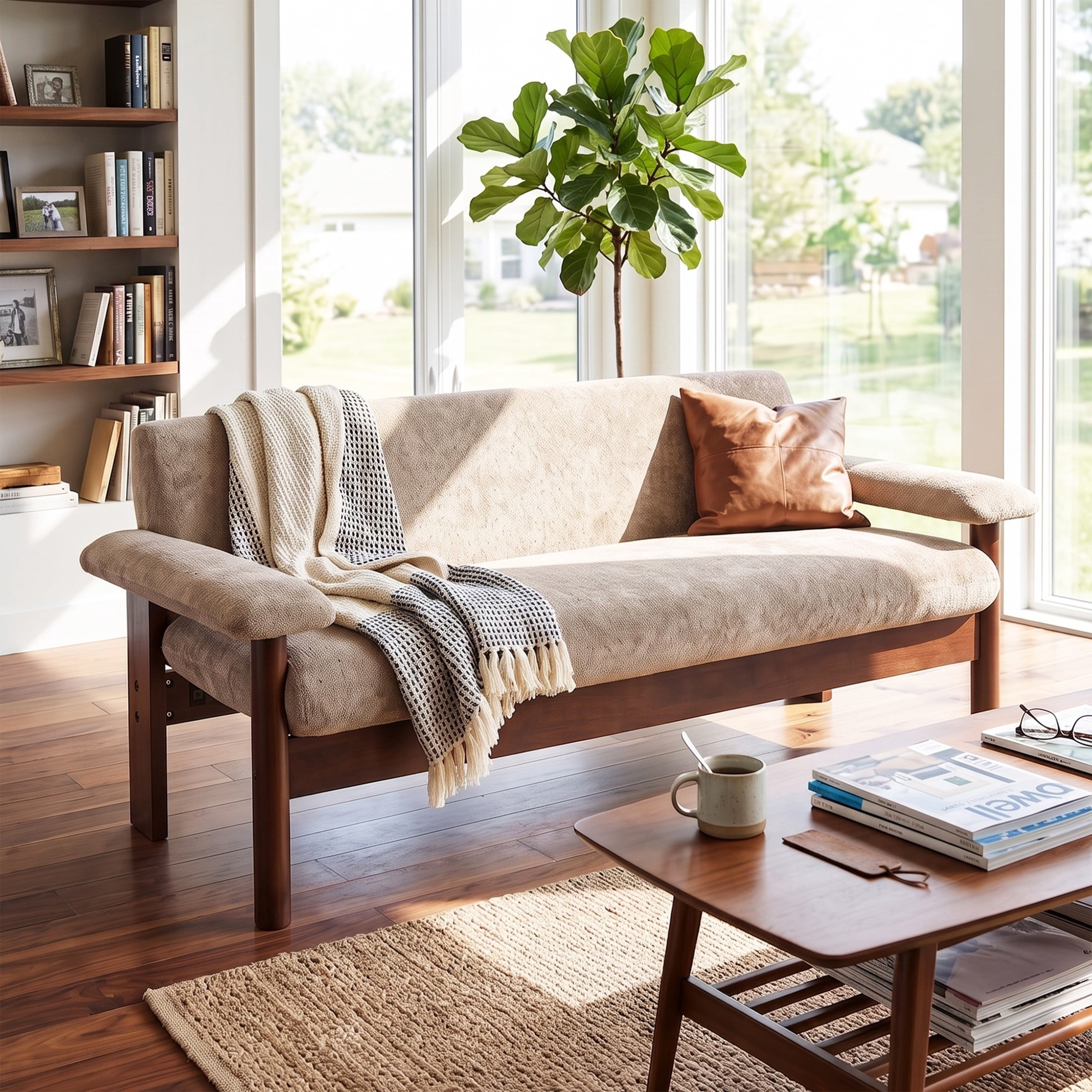 Christopher Knight Home 70" Modern Sofa, Chenille Upholstered Couch with Pillow Top Arms, Light Brown