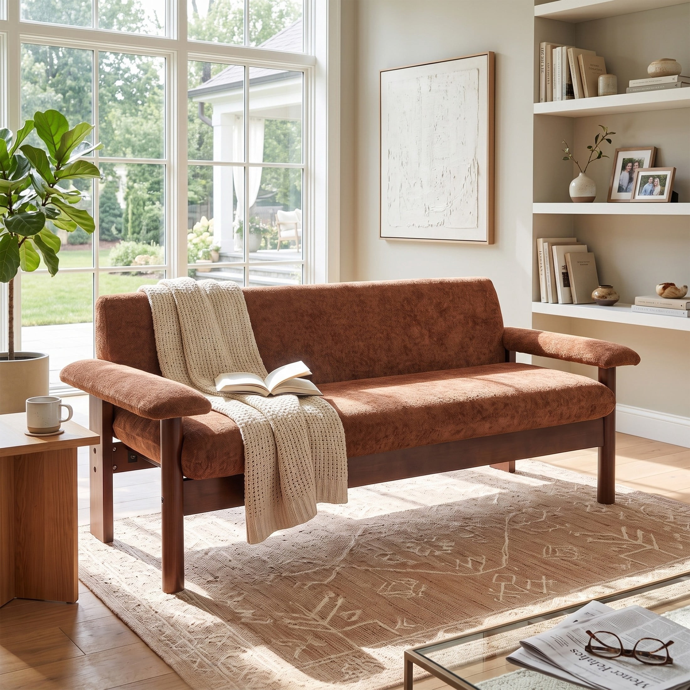 Christopher Knight Home 70" Modern Sofa, Chenille Upholstered Couch with Pillow Top Arms, Red
