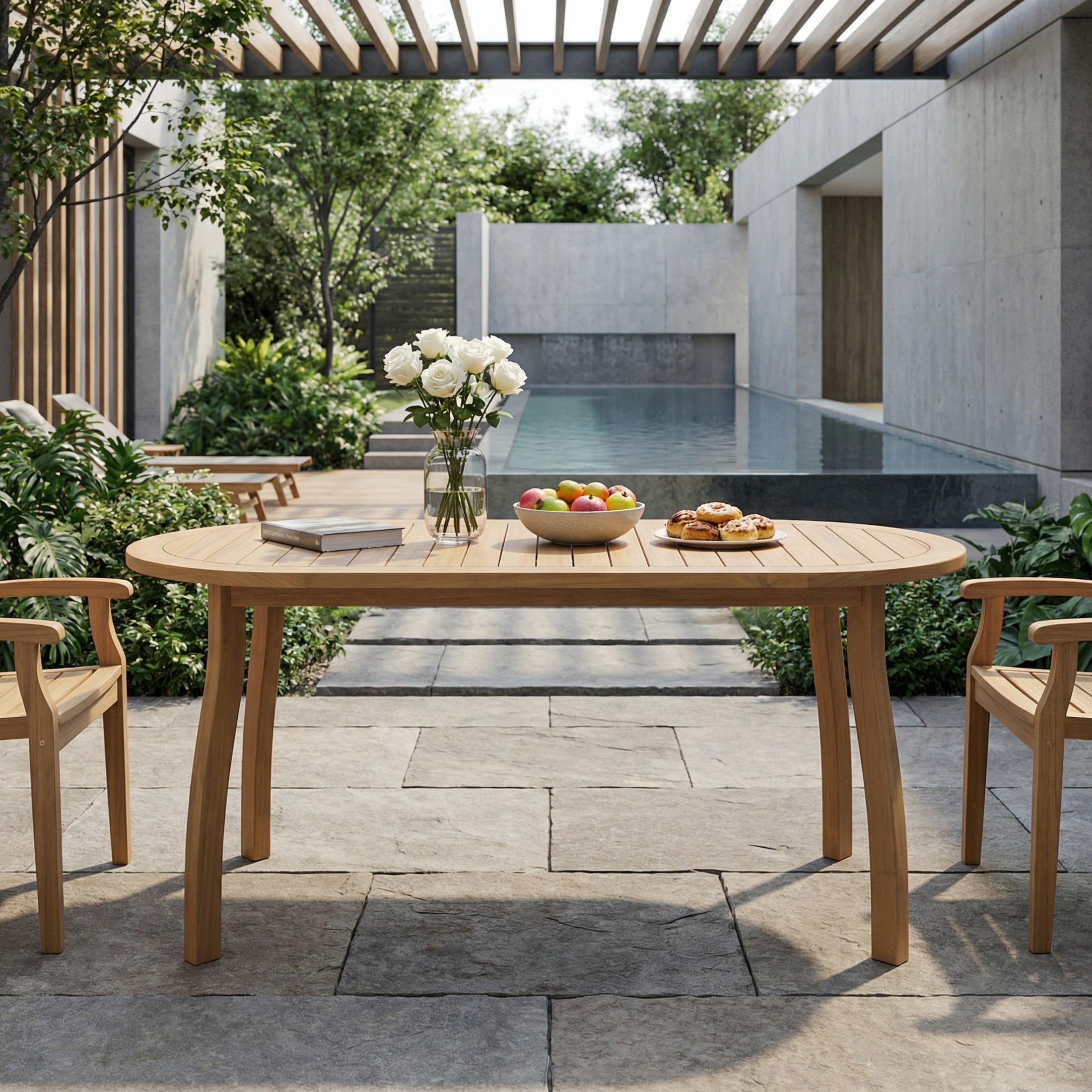 Christopher Knight Home 70" Outdoor Patio Acacia Wood Oval Dining Table for 4-6 People, Light Teak