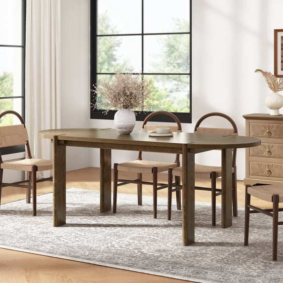 Christopher Knight Home 71" Mid Century Modern Large Oval Dining Table for 4-6 People, Walnut