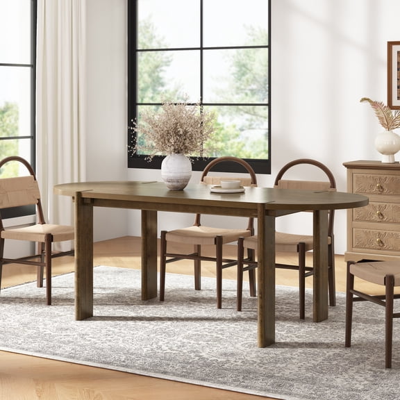Christopher Knight Home 71" Mid Century Modern Large Oval Dining Table for 4-6 People, Walnut