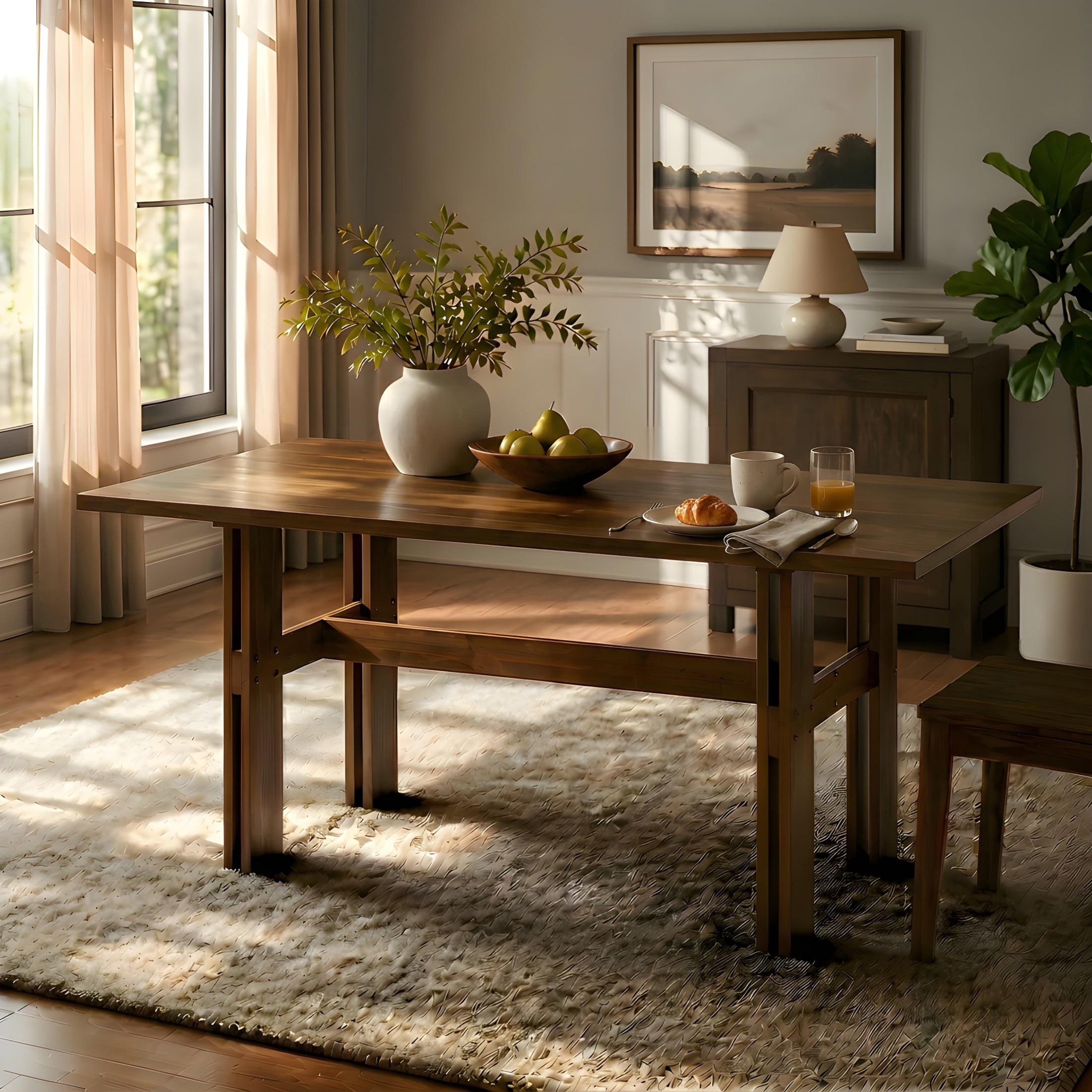 Christopher Knight Home 71" Modern Wooden Dining Table with Pedestal Base for 4 to 6 People, Walnut