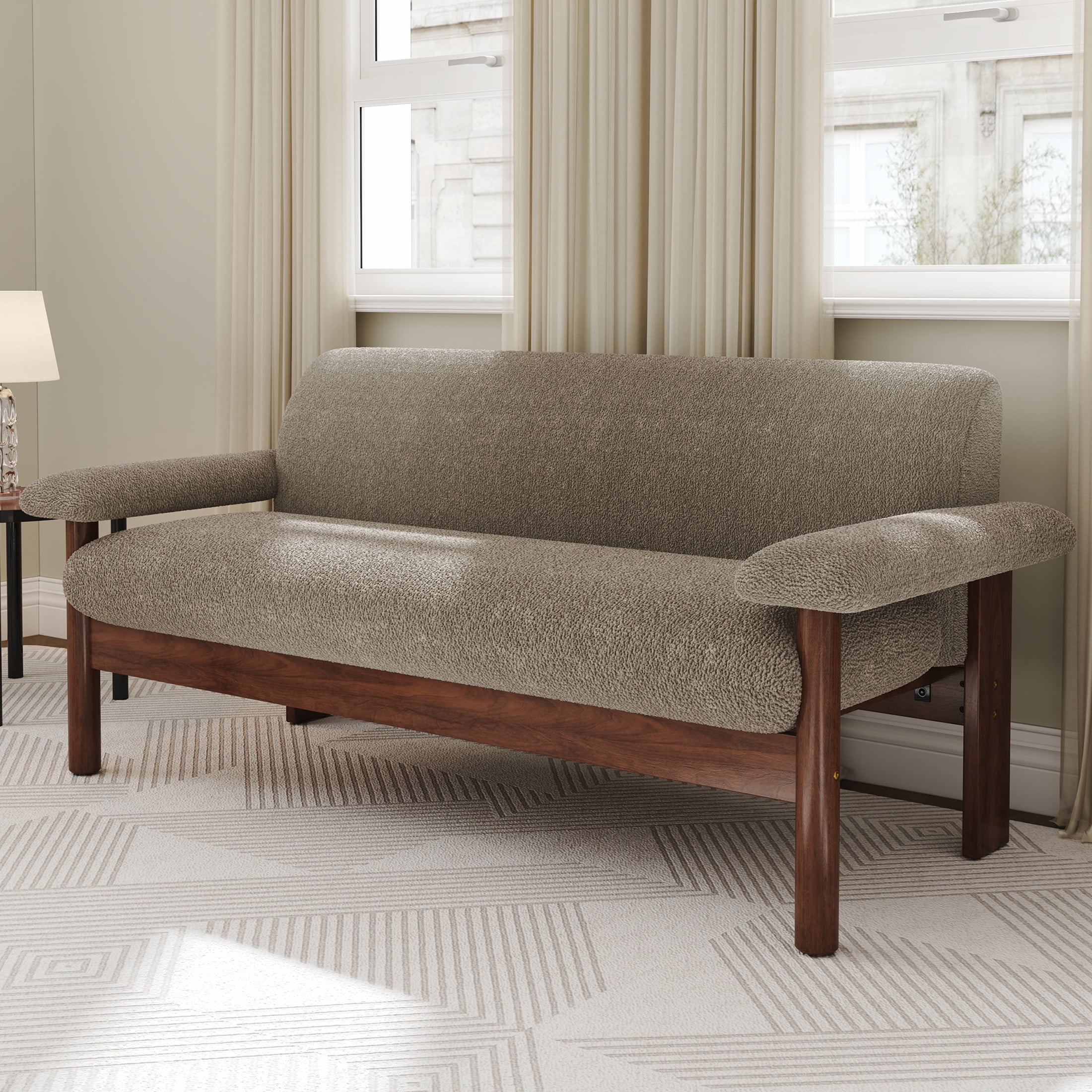 Christopher Knight Home 72.8" Modern Loveseat Sofa, 2-Seater Couch with Armrest Pillows, Brown