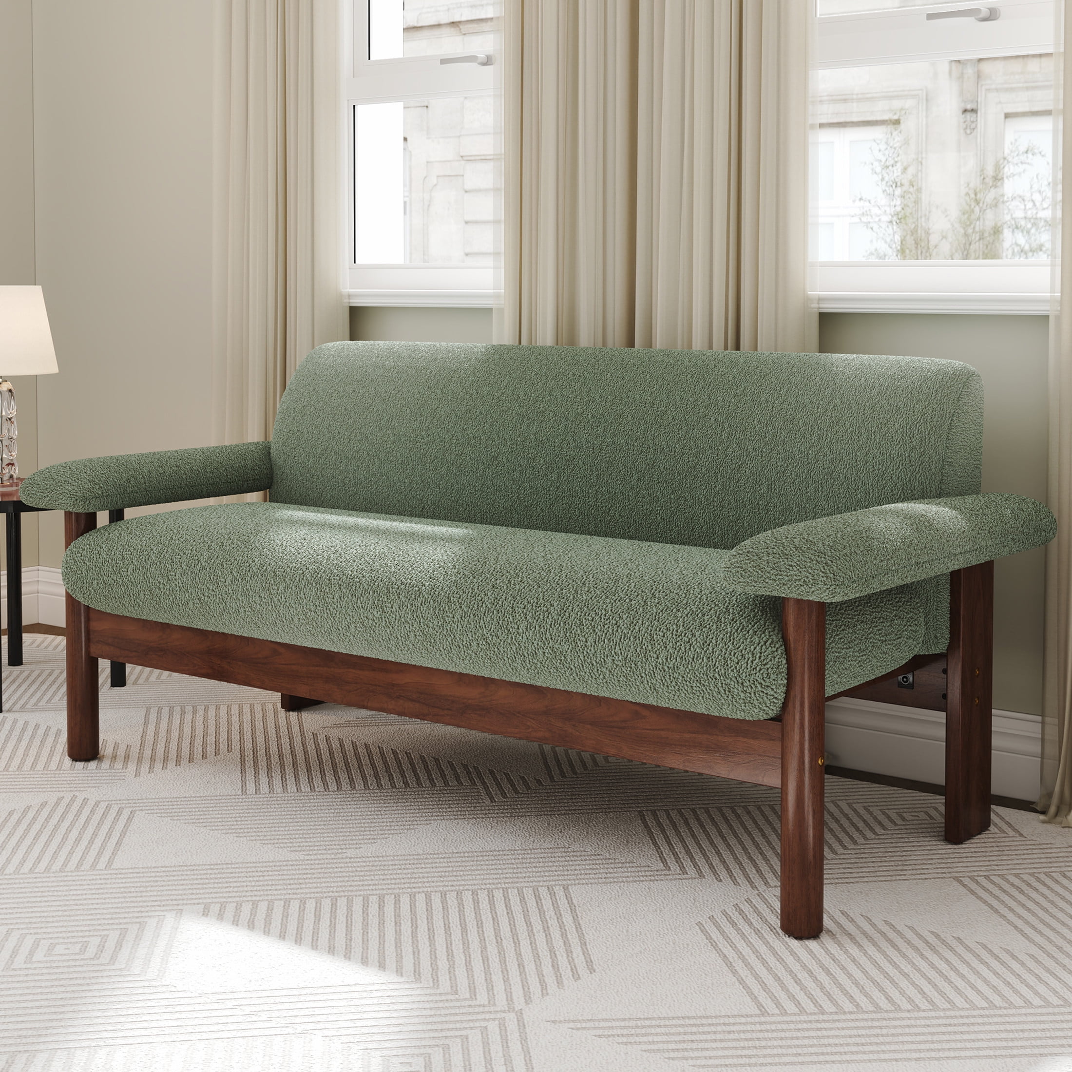 Christopher Knight Home 72.8" Modern Loveseat Sofa, 2-Seater Couch with Armrest Pillows, Green
