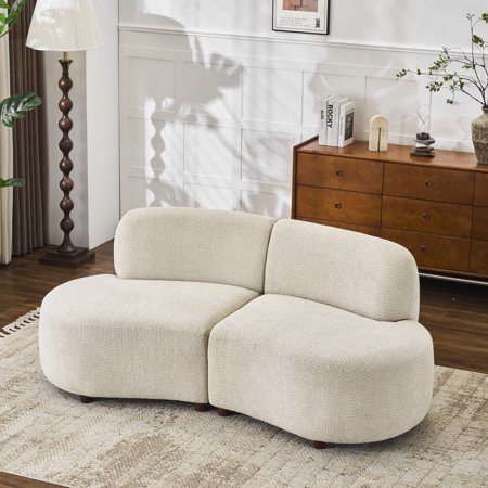 Christopher Knight Home 73" Modern Curved Cloud Upholstered Boucle Sofa, Armless 4-Seater, Beige