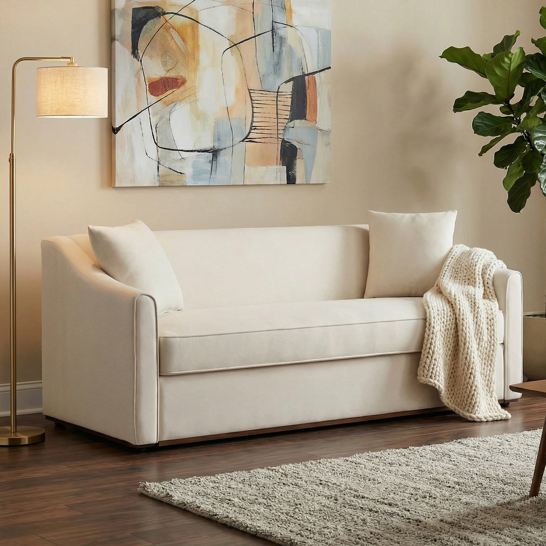 Christopher Knight Home 75.78" Modern Chenille Upholstered 3-Seater Sofa with Throw Pillows, Beige