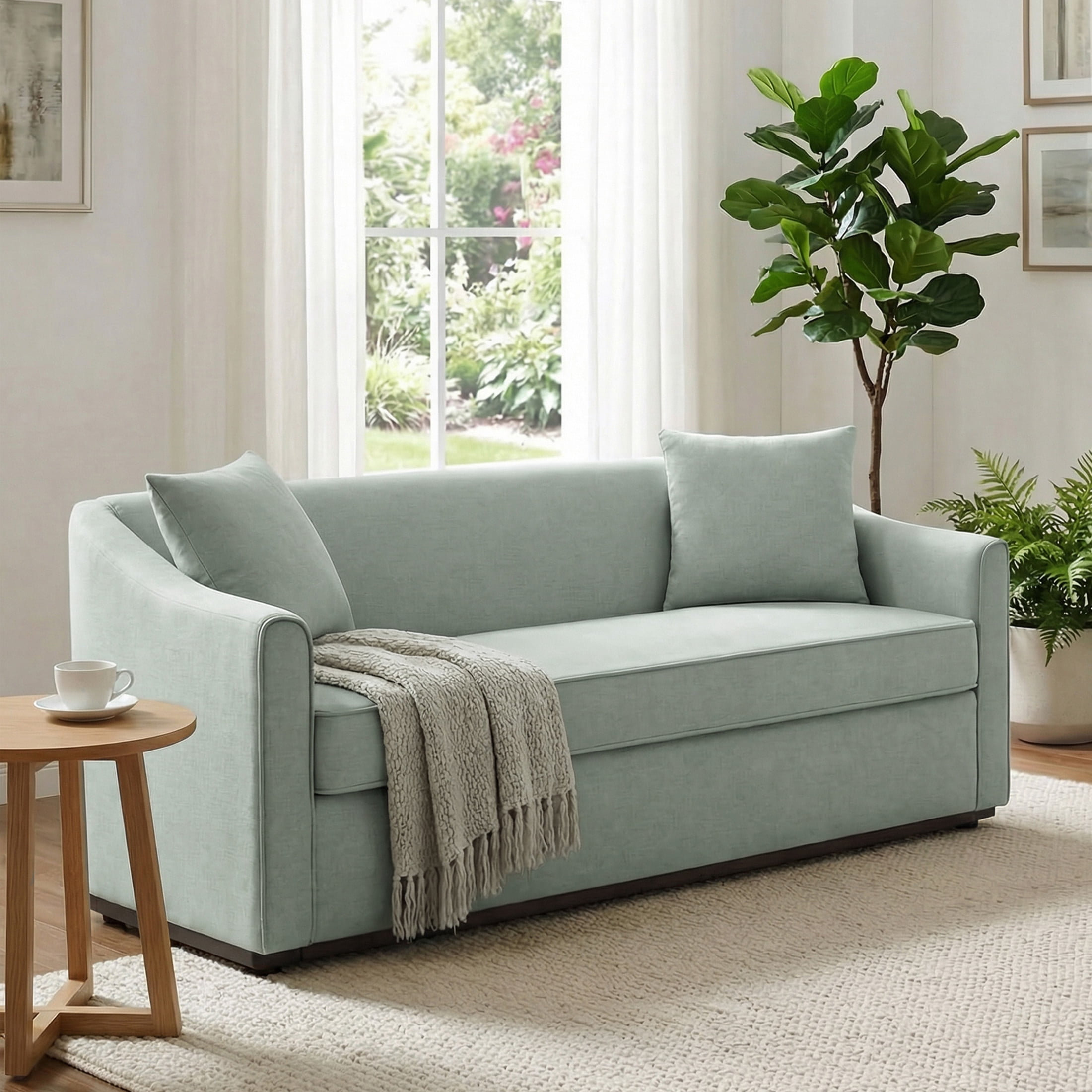 Christopher Knight Home 75.78" Modern Chenille Upholstered 3-Seater Sofa with Throw Pillows, Blue