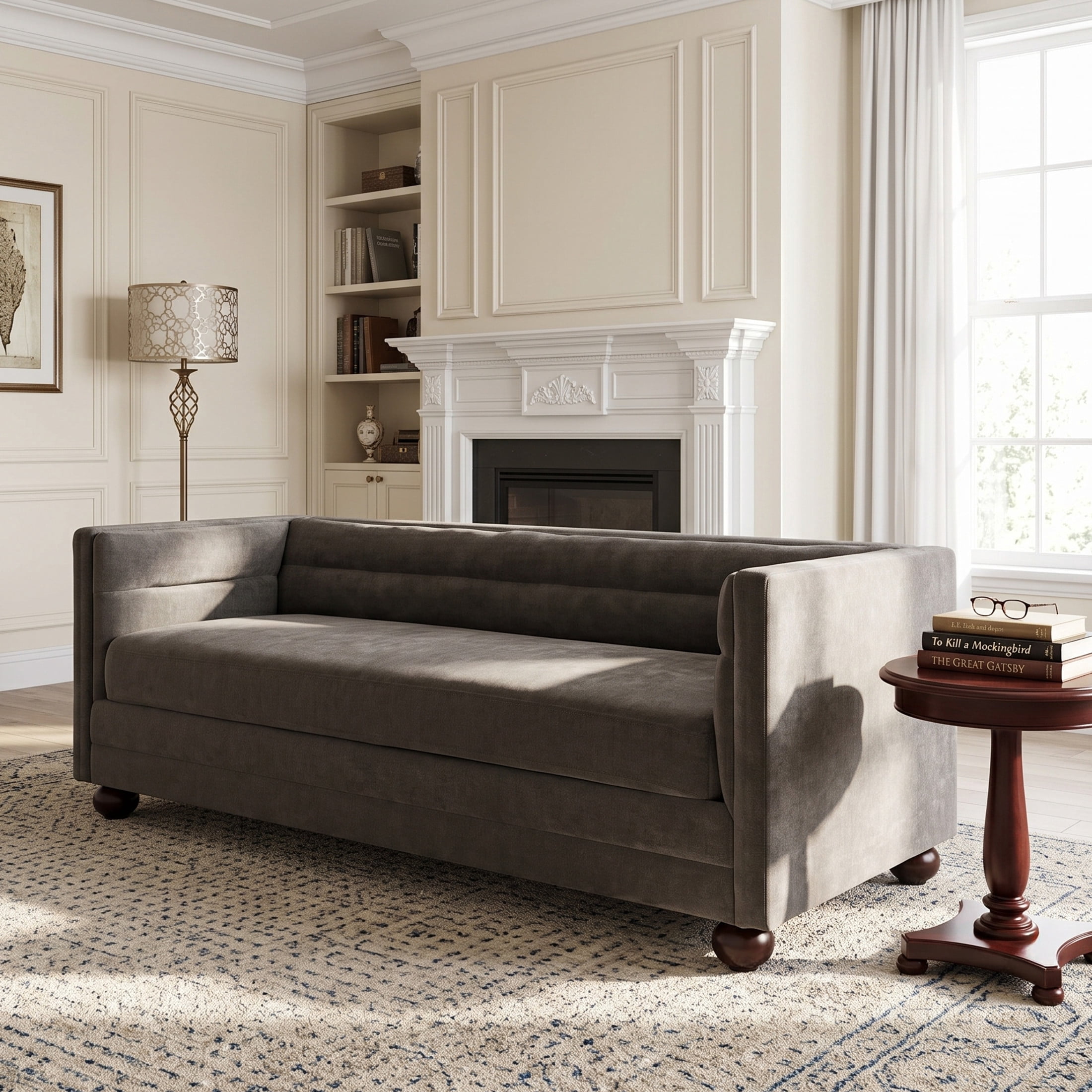Christopher Knight Home 77.2" Modern Chenille Sofa Couch with Square Arms, 3 Seats, Wood Legs, Light Brown