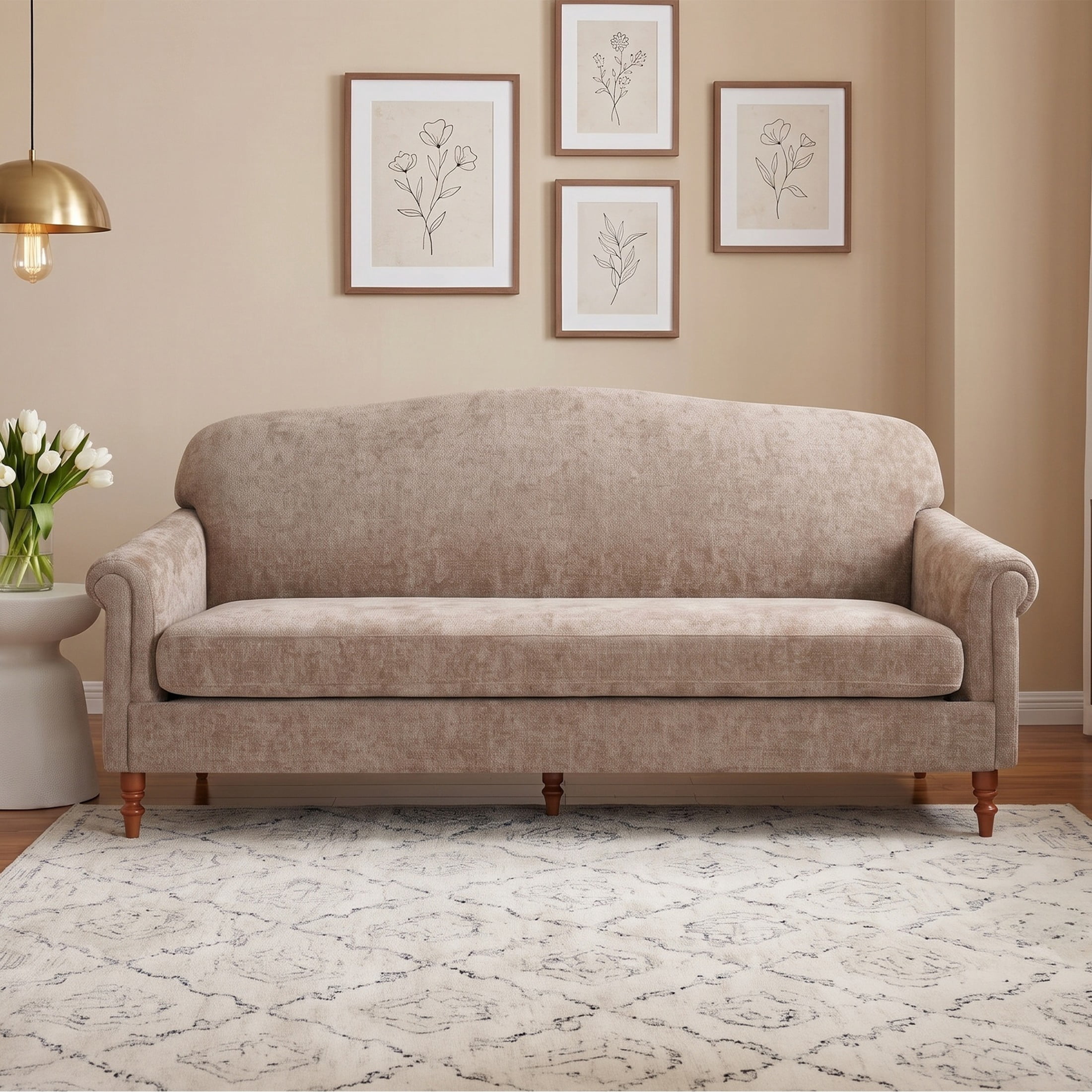 Christopher Knight Home 77.5" Chenille Loveseat Sofa with Rolled Arms, Classic Design 2-seater Couch, Oatmeal