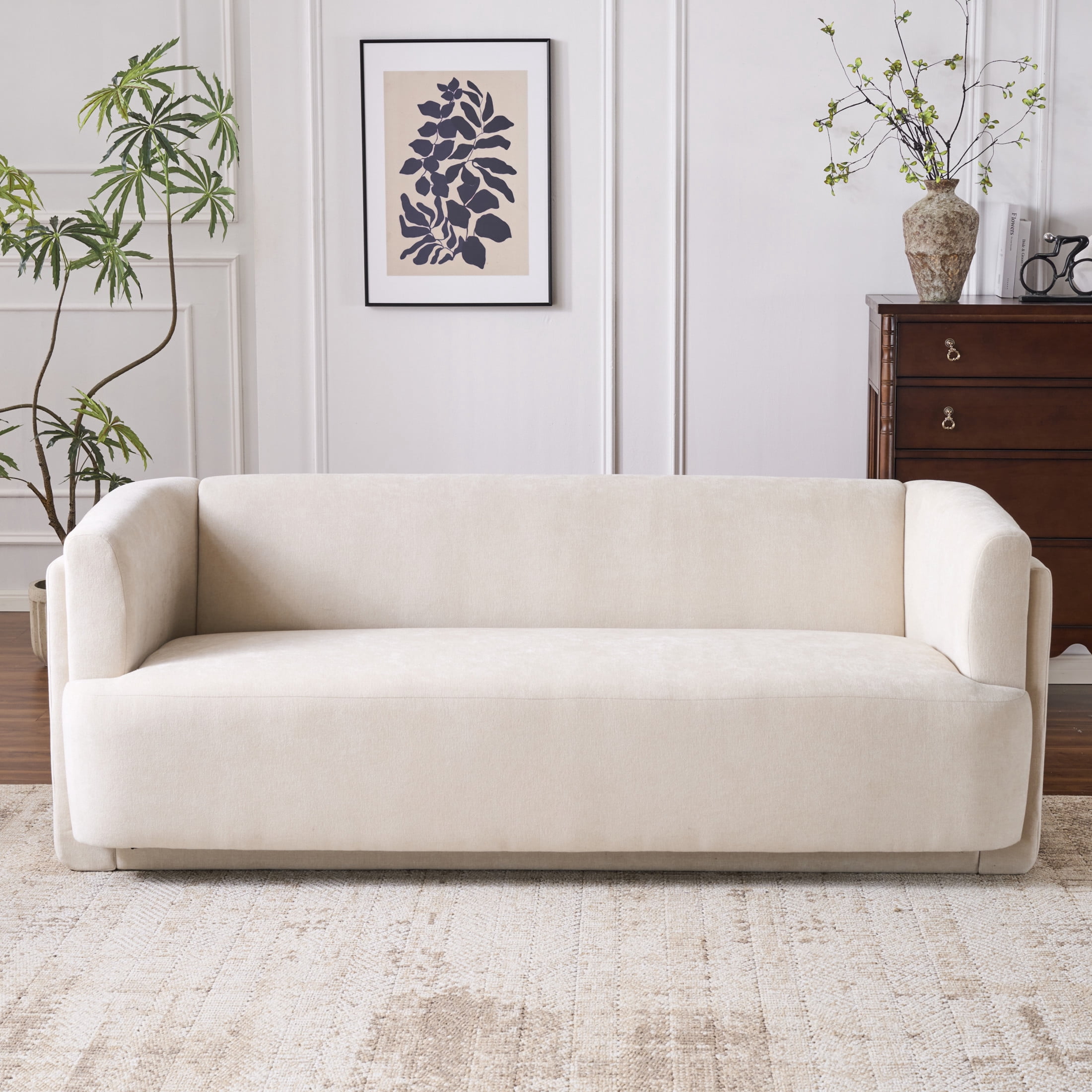 Christopher Knight Home 77.5" Modern Upholstered Sofa, 3 Seater Living Room Couch, Beige