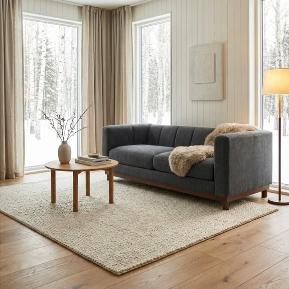 Christopher Knight Home 78.7" Chenille Loveseat Sofa, Modern Upholstered Couch with Square Arms, Dark Gray