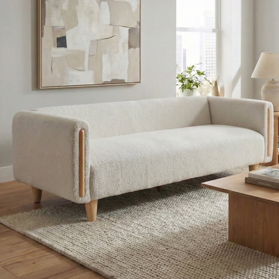 Christopher Knight Home 78.7" Modern Sofa with Rubberwood Legs and Stylish Armrests, 3 Seats, Oatmeal