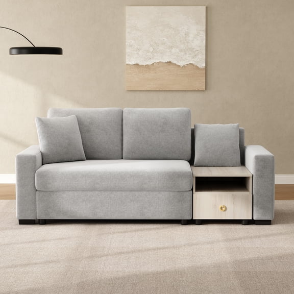 Christopher Knight Home 79.3" Modern 2-Seater Modular Sofa with Storage Armrest & Center Console, Gray