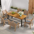 thumbnail image 1 of Christopher Knight Home 7PCS Rustic Outdoor Dining Set, Acacia Wood Table and Wicker Armchairs, Gray, 1 of 15