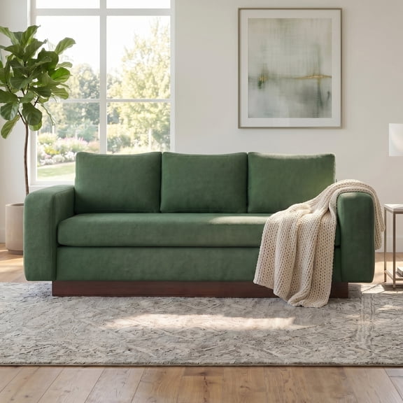Christopher Knight Home 80.7" Modern 3-seater Chenille Upholstered Sofa Couch with Wide Arms, Green