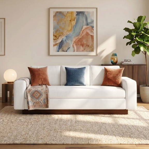 Christopher Knight Home 80.7" Modern 3-seater Chenille Upholstered Sofa Couch with Wide Arms, White