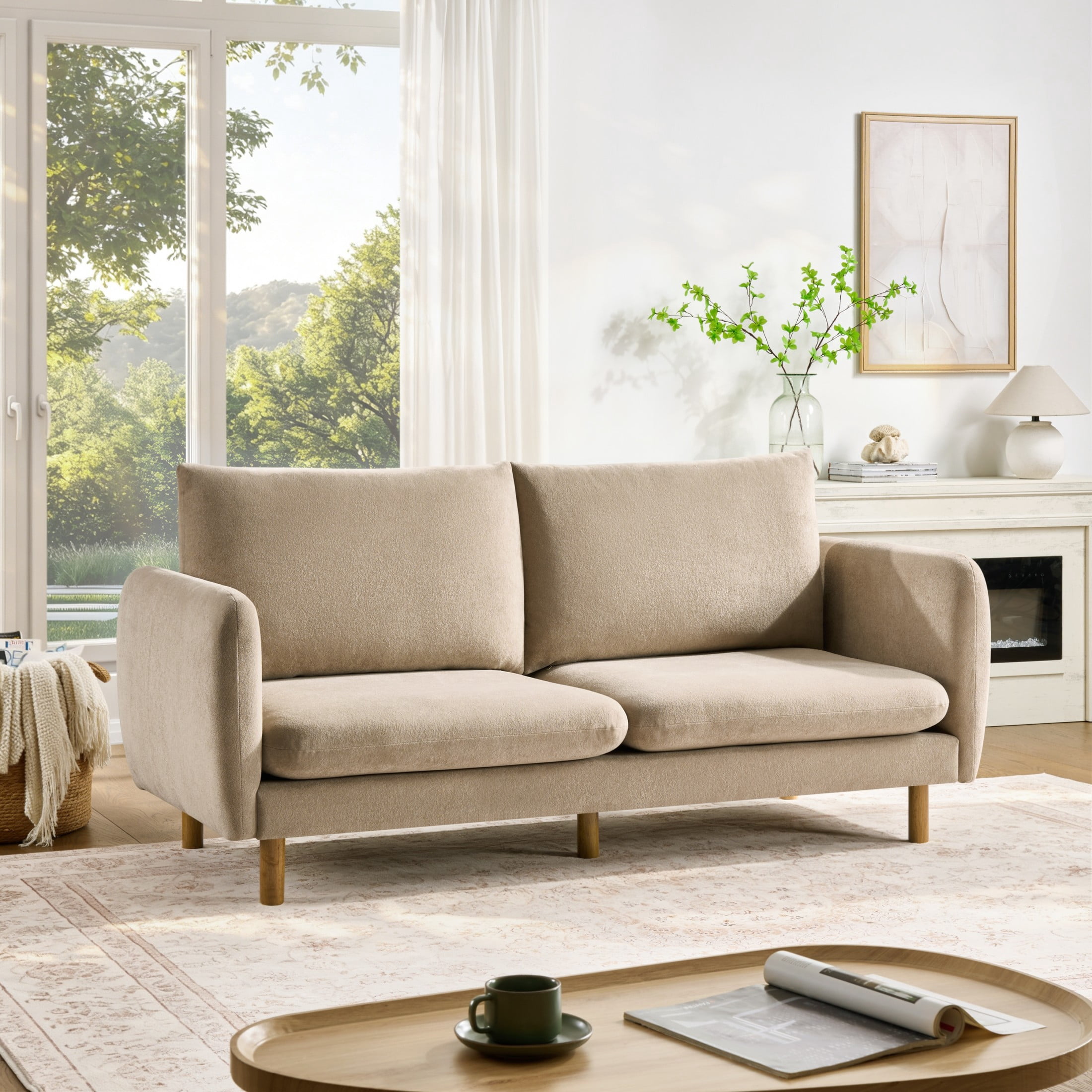 Christopher Knight Home 80" Modern Boucle Sofa, 3-Seater Upholstered Couch with Oversized Cushions, Nomad