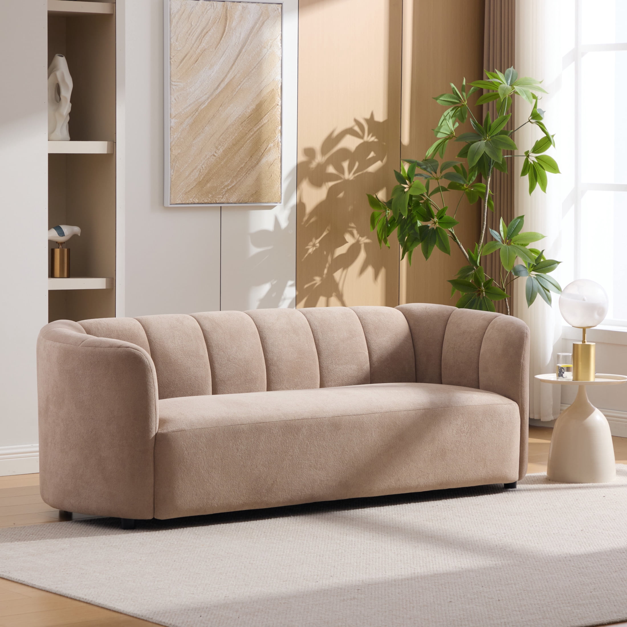 Christopher Knight Home 80" Modern Curved Velvet Sofa, Upholstered Couch with 3 Seats, Nomad